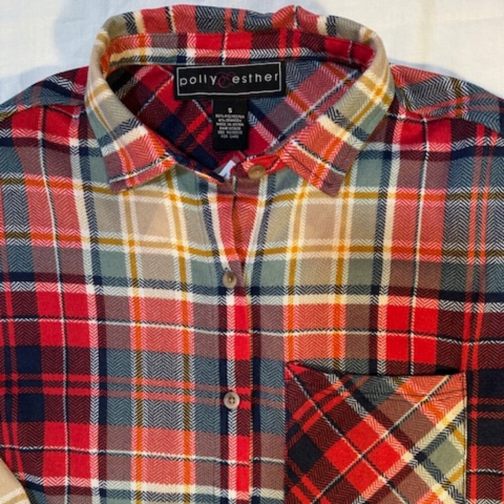 Polly & Esther Plaid Shirt with Drawstring Tie - Sz - S -NWT - Picture 5 of 12